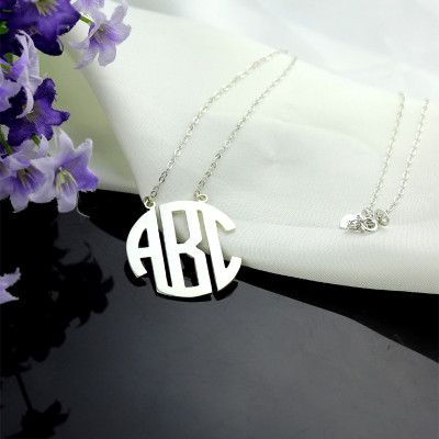 Solid White Gold 18ct Initial Block Monogram Pendant Necklace - All Birthstone™