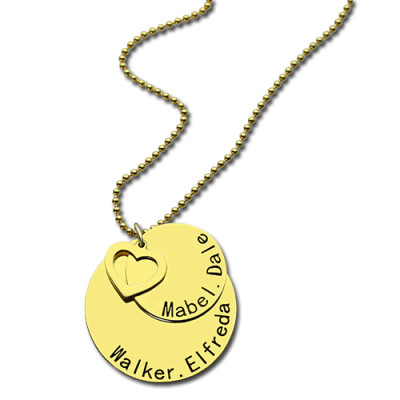 Disc Family Jewellery Necklace Engraved Name 18ct Gold Plated - All Birthstone™