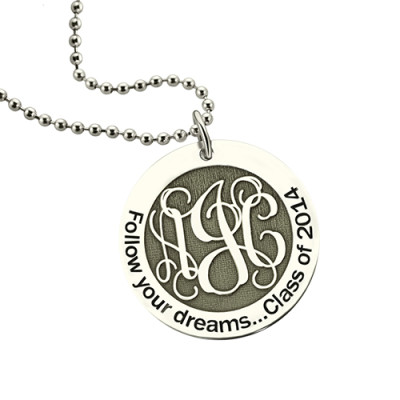 Personalised Class Graduation Monogram Necklace Sterling Silver - All Birthstone™