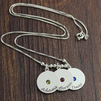 Mother's Disc and Birthstone Charm Necklace  - All Birthstone™