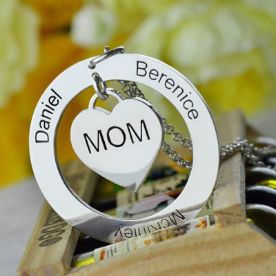 Family Names Necklace For Mom Sterling Silver - All Birthstone™