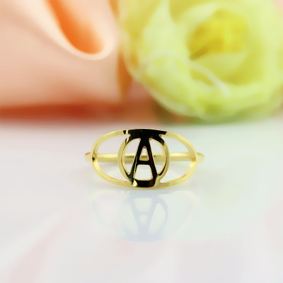 Personalised Eye Rings with Initial 18ct Gold Plated - All Birthstone™