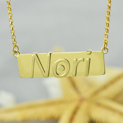 Custom Nameplate Bar Necklace 18ct Gold Plated - All Birthstone™