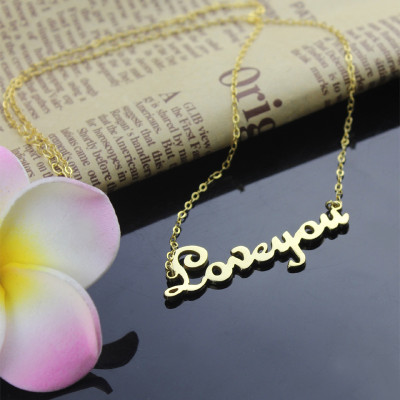 Personalised 18ct Gold Plated French Font I Love You Name Necklace - All Birthstone™
