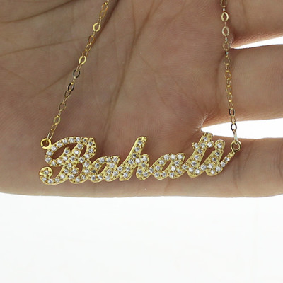 18ct Gold Plated Full Birthstone Carrie Name Necklace  - All Birthstone™