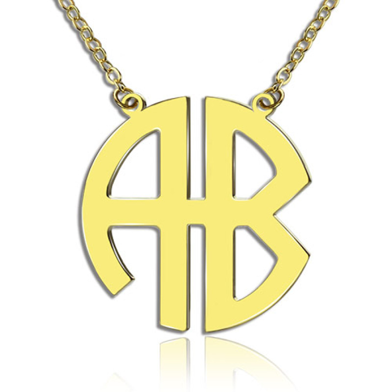 AOL Special - Personalized Vine Font Initial Monogram Necklace 18ct Gold  Plated