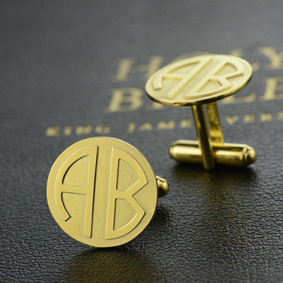 Cufflinks for Men with Block Monogram 18ct Gold Plated - All Birthstone™