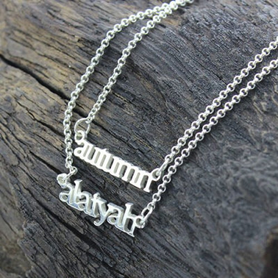 Sterling Silver Double Layer Mini Name Necklace - All Birthstone™