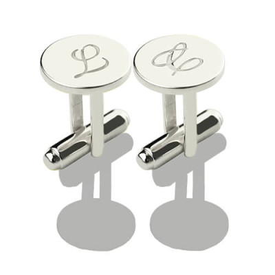 Cool Initial Cuff links Sterling Silver - All Birthstone™