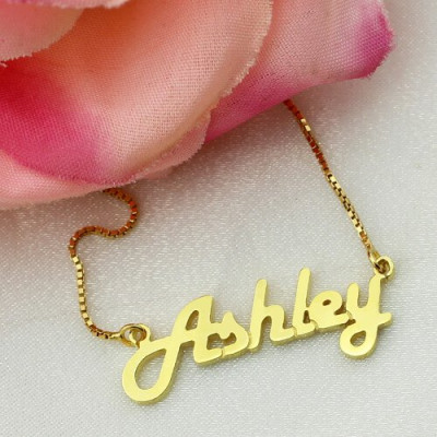 Retro Stylish Name Necklace 18ct Gold Plated - All Birthstone™