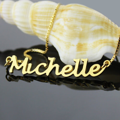 HandWriting Name Necklace 18ct Gold Plate - All Birthstone™