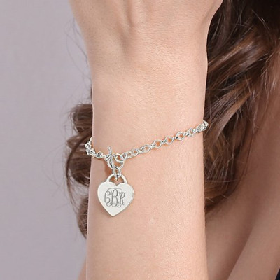 Personalised Monogram Charm Bracelet For Her Silver - All Birthstone™