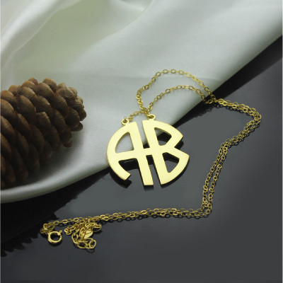Two Initial Block Monogram Pendant 18ct Gold Plated - All Birthstone™