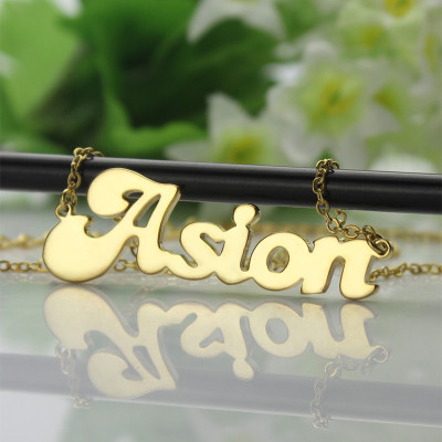 Personalised 18ct Gold Plated BANANA Font Style Name Necklace - All Birthstone™