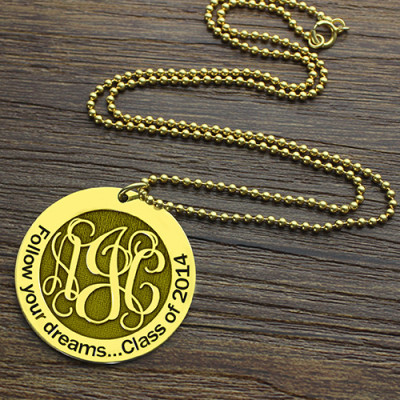 Follow Your Dreams Disc Monogram Necklace 18ct Gold Plated - All Birthstone™
