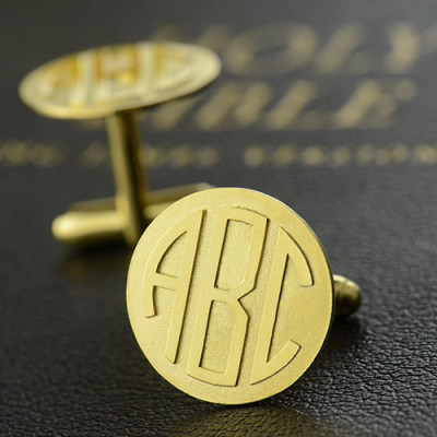 Cool Mens Cufflinks with Monogram Initial 18ct Gold Plated - All Birthstone™