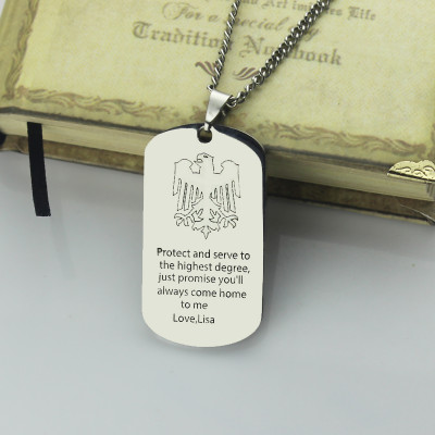 Man's Dog Tag Eagle Name Necklace - All Birthstone™