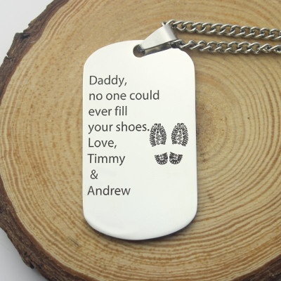 Father' Day Gift Dog Tag Name Necklace - All Birthstone™