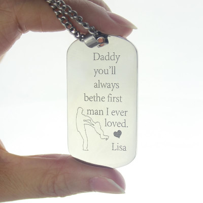 Father's Love Dog Tag Name Necklace - All Birthstone™