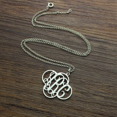 Personalised Cut Out Clover Monogram Necklace Sterling Silver - All Birthstone™