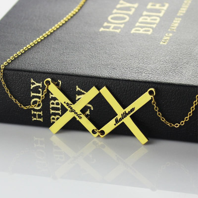 Gold Plated 925 Silver Greece Double Cross Name Necklace - All Birthstone™