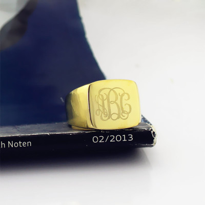 18ct Gold Plated Fashion Monogram Initial Ring - All Birthstone™