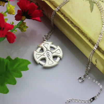 Engraved Celtic Cross Necklace Silver - All Birthstone™