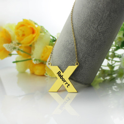 Personalised 18ct Gold Plated Silver St. Andrew Name Cross Necklace - All Birthstone™