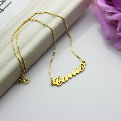 Gold Plated Sex and The City Carrie Name Necklace Box Chain - All Birthstone™