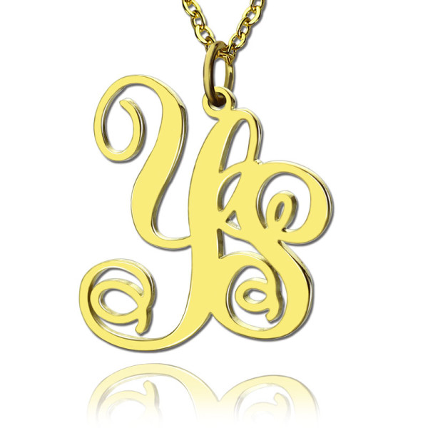 Personalised 18ct Gold Plated Vine Font 2 Initial Monogram Necklace - All Birthstone™