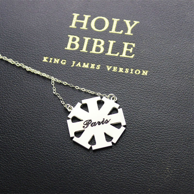 Customised Cross Necklace with Name Silver - All Birthstone™