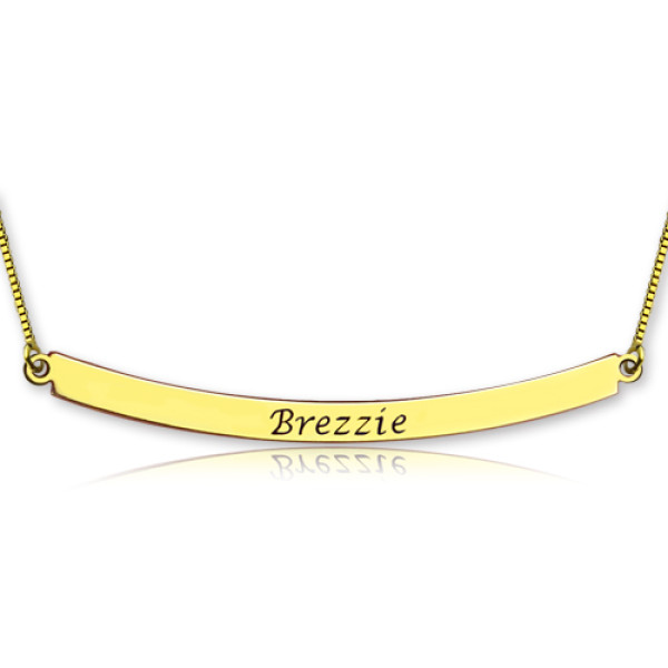 Personalised 18ct Gold Plated Curved Bar Necklace - All Birthstone™