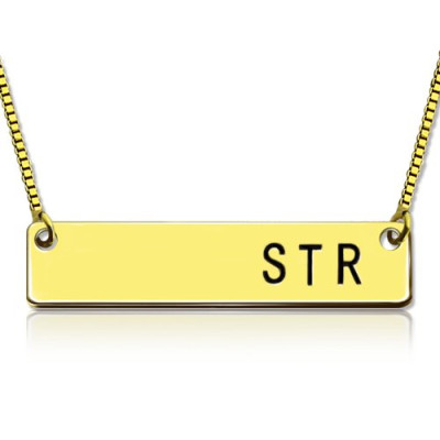 Personalised Initial Bar Necklace 18ct Gold Plated - All Birthstone™