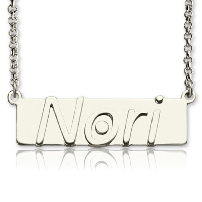 Personalised Nameplate Bar Necklace Sterling Silver - All Birthstone™