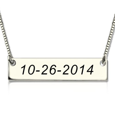 Personalised Sterling Silver Date Bar Necklace - All Birthstone™