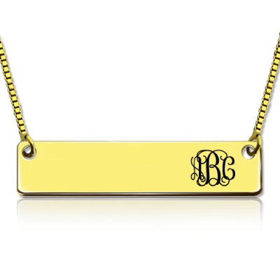 Personalised 18ct Gold Plated Initial Bar Necklace Monogram - All Birthstone™