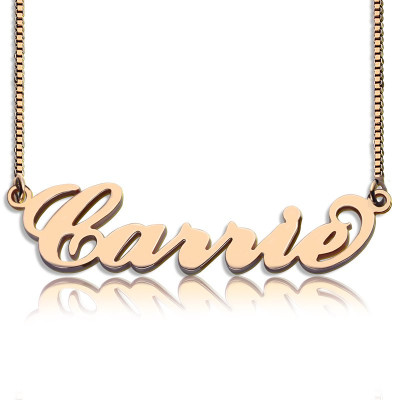 Carrie Name Necklace  Box Chain In 18ct Rose Gold Plated - All Birthstone™