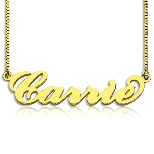 Gold Plated Sex and The City Carrie Name Necklace Box Chain - All Birthstone™