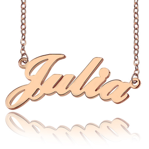 Solid Rose Gold Plated Julia Style Name Necklace - All Birthstone™