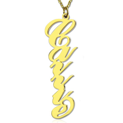 Vertical Carrie Name Plate Necklace 18ct Gold Plated - All Birthstone™