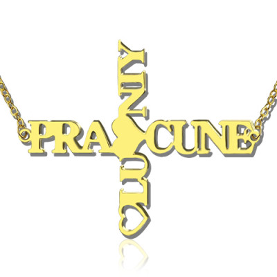 Personalised Two Name Cross Necklace Gold Plated 925 Silver - All Birthstone™