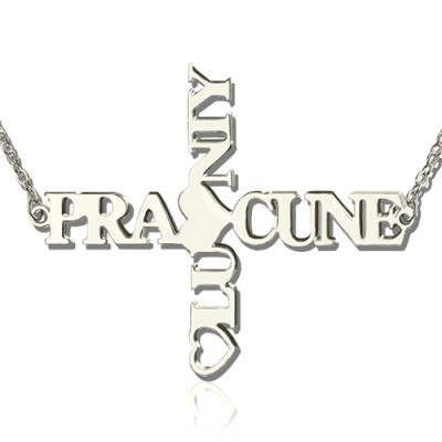 Personalised Two Name Cross Necklace Sterling Silver - All Birthstone™