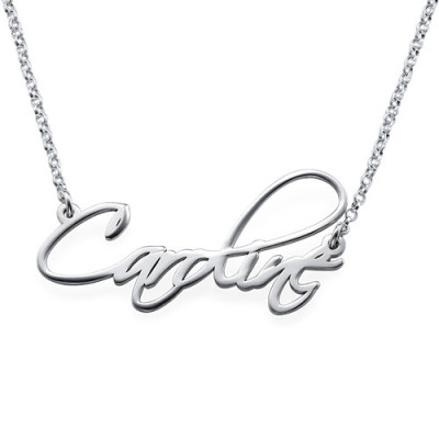 Sterling Silver Calligraphy Name Necklace - All Birthstone™