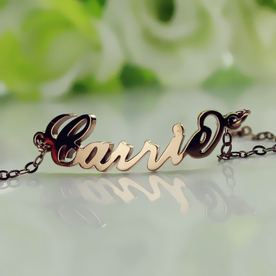 Rose Gold Plated Silver 925 Carrie Style Name Bracelet - All Birthstone™