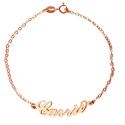 Rose Gold Plated Silver 925 Carrie Style Name Bracelet - All Birthstone™