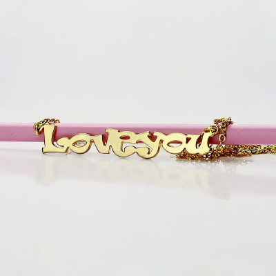 Gold Plated I Love You Name Necklace - All Birthstone™
