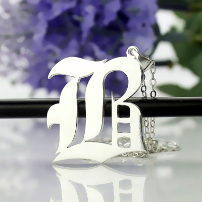 Personalised Initial Letter Charm Old English Sterling Silver - All Birthstone™