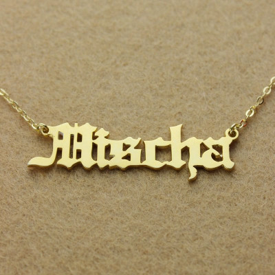 Old English Name Necklace 18ct Gold Plated - All Birthstone™