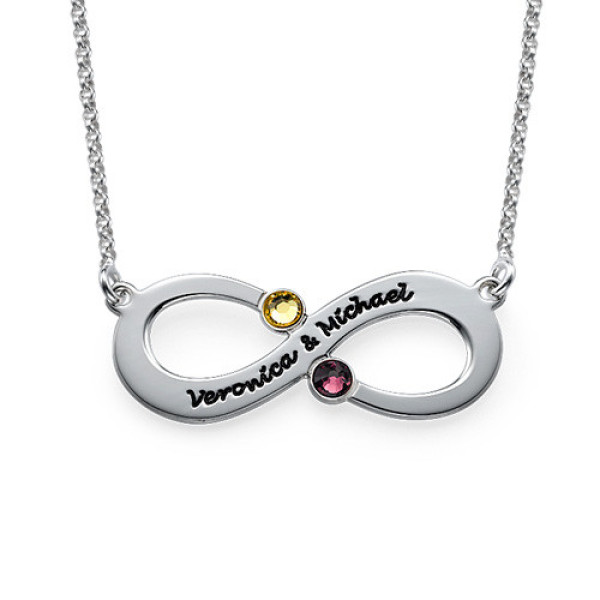 Couple's Infinity Necklace with Birthstones  - All Birthstone™