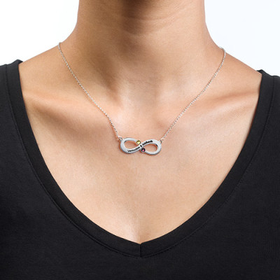 Couple's Infinity Necklace with Birthstones  - All Birthstone™